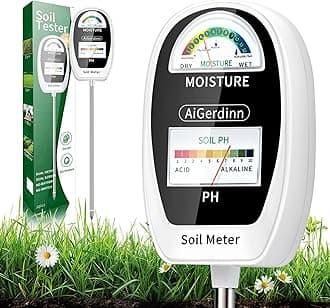 Soil Test Kit, 2-in-1 Soil Moisture Meter, Soil pH Meter -Dual Dial-Simultaneously-Display Results-Soil pH Tester, Moisture Meter for Garden,Lawn,Farm Indoor&Outdoor Plants-PureWhite