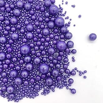 Weraru Edible Purple Pearl Sugar Sprinkles Candy Mixing Size Baking Edible Cake Decorations Cupcake Toppers Cookie Decorating Celebrations Wedding Shower Party Chirstmas Supplies 130g/ 4.58oz