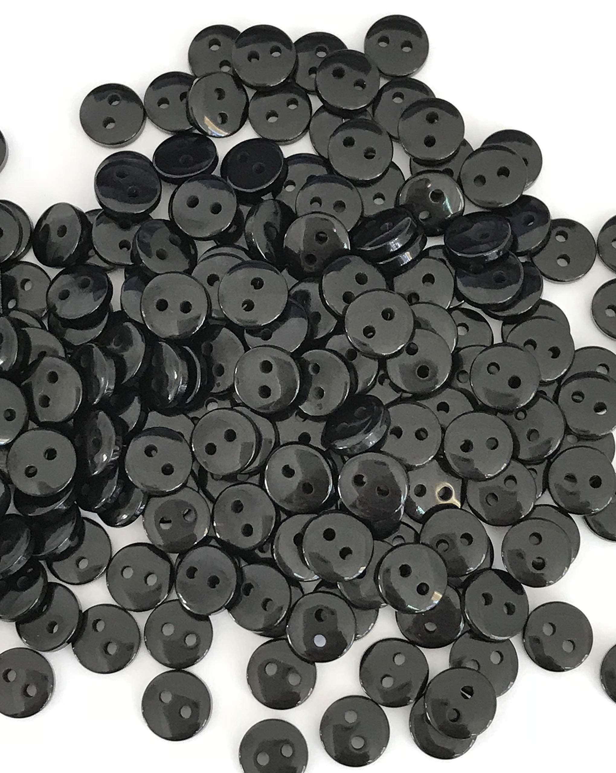 20 Tiny Small Black 2-hole Buttons 9mm - FREE Delivery by Puddlez