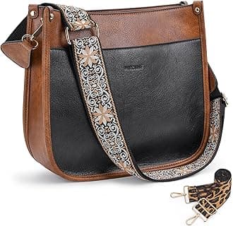 Crossbody Bags for Women Trendy Vegan Leather Hobo Handbags With 2PCS Adjustable Guitar Strap Shoulder Bucket Bags