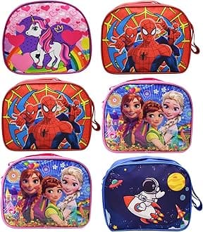 Asera Polycotton Birthday Return Gifts Sling Bag/Picnic Bag Mix Designs Theme Bags for Kids, Multicolour