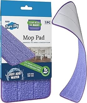 Pure-Sky Microfiber Mop Head Replacement - Just Add Water No Detergents Needed – Deep Clean Microfiber Mop Pad Refill - Damp / Wet / Dry /Dust Mop for House Floors Such as Hardwood, Tile, Marble