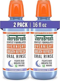 Overnight Mouthwash, Fights Bad Breath for 12 Hours, Chamomile Mint Flavor, Dentist Formulated, Fluoride Rinse, Alcohol Free, 16 fl oz (Pack of 2)