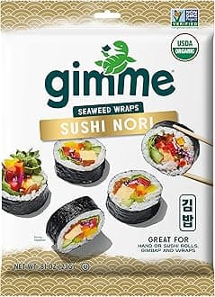 Gimme Seaweed Sushi Nori Premium Organic Roasted Seaweed Sheets, Keto, Vegan, Gluten-Free, Restaurant-style Sushi Nori Sheets 0.81 Ounce (Pack of 1)