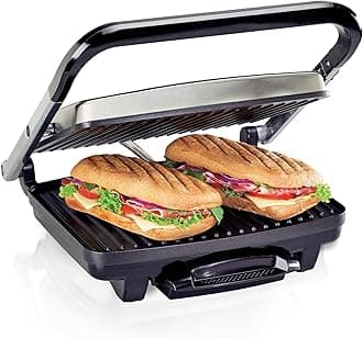 Hamilton Beach Panini Press Sandwich Maker & Electric Indoor Grill, Stainless