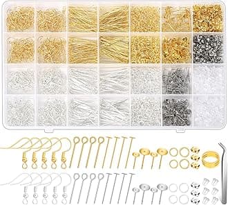 Modacraft 2000Pcs Earring Making Supplies Kit - Hypoallergenic, Includes Hooks, Findings, Posts, Backs, Pins, Jump Rings for Jewelry Making