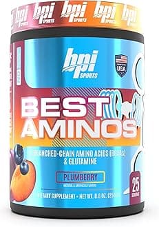 BPI SportsBest Aminos - BCAA Powder Post Workout & Glutamine Recovery Drink with Branched Chain Amino Acids for Hydration & Recovery, for Men & Women - Plumberry - 25 Servings