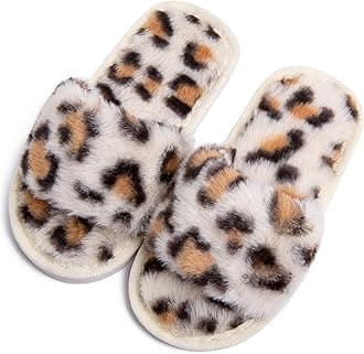techcity Boys Girls Fuzzy House Slippers Cute Comfy Faux Fur Slip On Fluffy Plush Open Toe Home Slides for Kids Indoor Outdoor Warm Shoes
