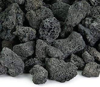 Black 3/4 Inch Lava Rock | Fireproof and Heatproof Volcanic Lava Rock, Perfect for Fire Pits, Fireplaces, BBQs and More. Indoor and Outdoor use - Natural Stones | 10 Pounds