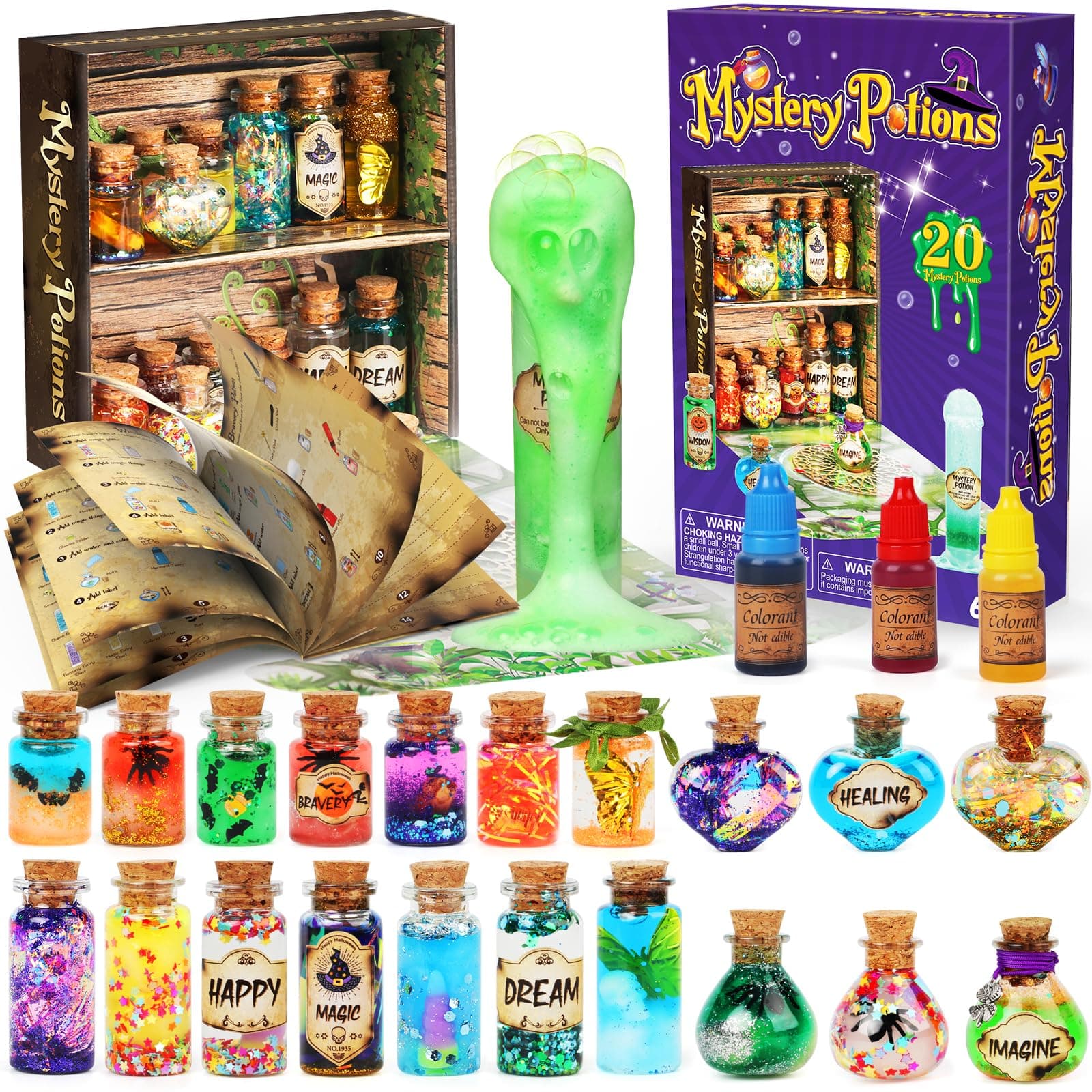 Potion Kit for Kids, 20 Magic Mix Wizard Potion Bottles, Craft Toys Creative Birthday Christmas Gifts for Boys & Girls Age 6 7 8 9 10+