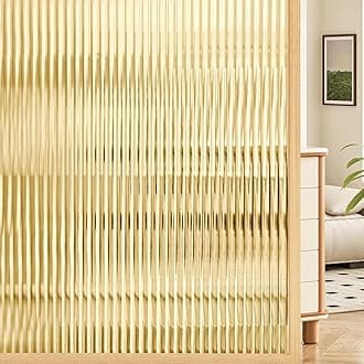 Coavas Window Privacy Film Reeded Glass, Frosted 3D Fluted Glass Window Cling, Adhesive Vinyl Decorative Door Stickers for Bathroom Home Sun Blocking, 29.5 x 78.7 Inch