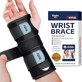 Wrist Brace with Splints for Carpal Tunnel and Night Sleep,Right Hand,Small/Medium Size,Black,Adjustable and Strong,Relieve Injuries,Wrist Pain,Sprain