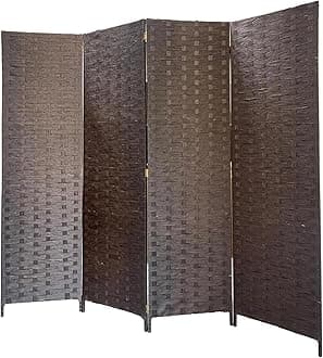 Vital 4-Panel Room Dividers and Folding Privacy Screens Partition Walls for Bedroom Rattan Screen Divider Portable Freestanding Privacy Wall (A9)