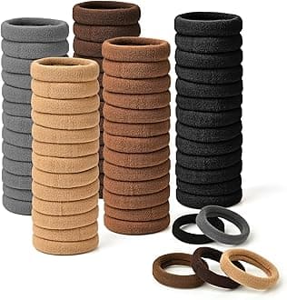 Hair Bands Hair ties for Thick Hair, 50PCS Seamless Cotton Simply Ponytail Holders Headband Scrunchies Hair Accessories No Damage (Neutral Colors)