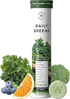 Wellbeing Nutrition Daily Greens (15 Effervescent Tablets) | Wholefood Multivitamins with Vitamin C, Zinc, B6 for Immunity & Detox with Organic Certified Plant Superfoods & Antioxidants - Pack of 1