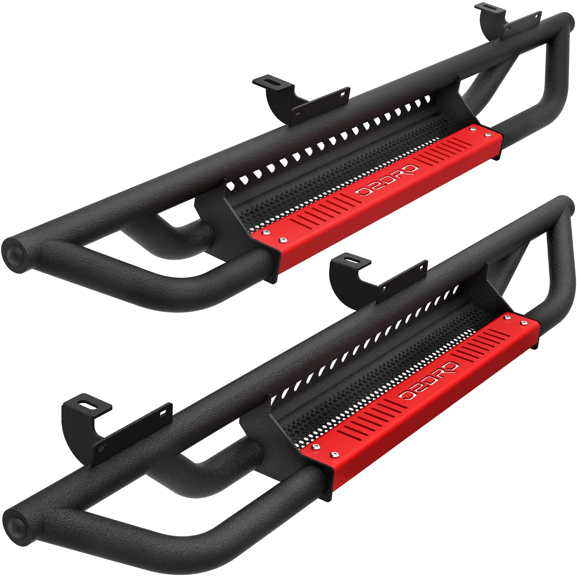 OEDRO 6 inch Running Boards, Drop Side Steps Compatible with 2007-2018 Jeep Wrangler JK 2 Door, Steel Nerf Bars Red Paintable Step Plates