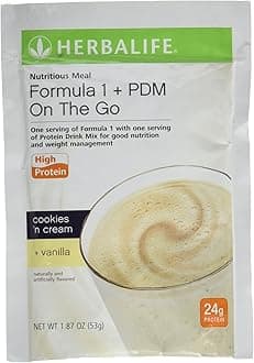 HerbalifeF1 Formula 1 7 Packets - Cookies and Cream (2 Scoops) + PDM (1 Scoop) One the Go Sample Pack 17g Protein