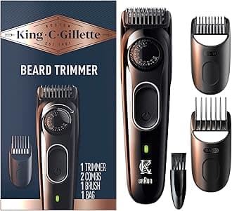 Cordless Men's Beard Trimmer Kit With 3 Interchangeable Combs, Black