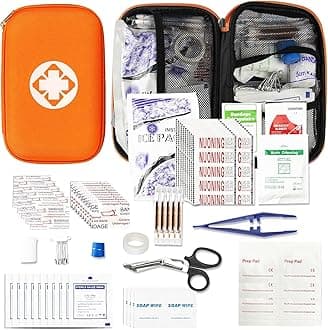 276PCS Mini Car First Aid Kit Travel Size for Business Trips, Compact First Aid Emergencies Kit Supplies for Rv Hiking Rode Trips Home Essentials, Orange AMORNING