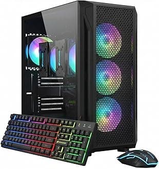 STGAubron Dual CPU Gaming PC, Dual Intel i7 Xeon E5 up to 3.7GHz, Radeon RX 580 8G, 16G DDR4, 512G SSD, WiFi 6, BT 5.0, RGB Fan x 4, Windows 11 Pro