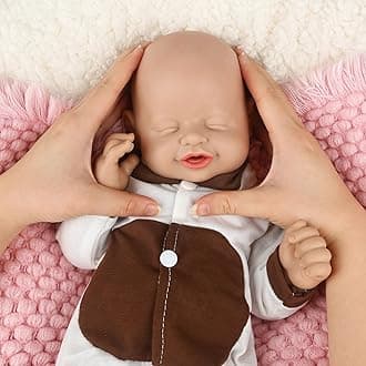 Vollence12 inch Eye Closed Full Silicone Baby Dolls Realisitc Girl, Lifelike Reborn Silicone Dolls Realistic Baby Child Gifts Children's Gifts - Girl