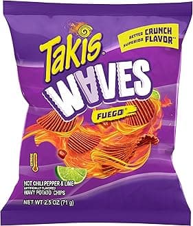 Waves Fuego Hot Chili Pepper & Lime Potato Chips 71 gm (Pack of 6)