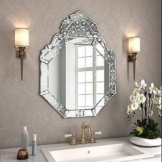 Wall Mounted Squared Mirror, Venetian Mirror Decor for The Living Room, Bathroom, Bedroom (W 23.5" X H 31.5" Round)