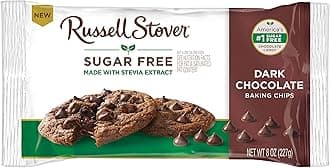 Russell Stover Sugar Free Dark Chocolate Baking Chips, Bag, brown, 8 ounce (pack of 1)