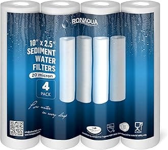 Ronaqua 20M-4PK 20-Micron Sediment Water Filter Cartridge WELL-MATCHED with P5, AP110, WFPFC5002, CFS110, RS14, WHKF-GD05, 4-Pack