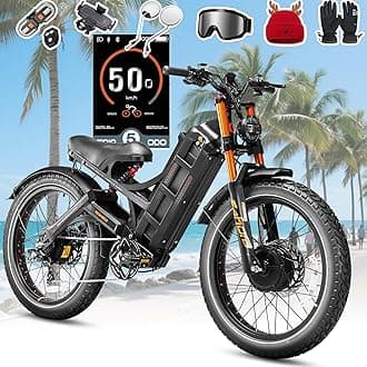 eAhora Romeo Pro 3/2 [2025] 46-50 Mph Electric Bike for Adults, Peak 5600W Dual Motor Ebike, 60V/52V 80Ah/70Ah 250 Miles Long Range E Bike, 26”*4.0 Fat Tire Air Full Suspension Off-Road E-Bike