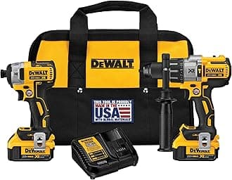 DEWALT 20V MAX XR Brushless Impact Driver and Hammer Drill Combo Kit, Premium 4.0Ah, Cordless (DCK299M2)