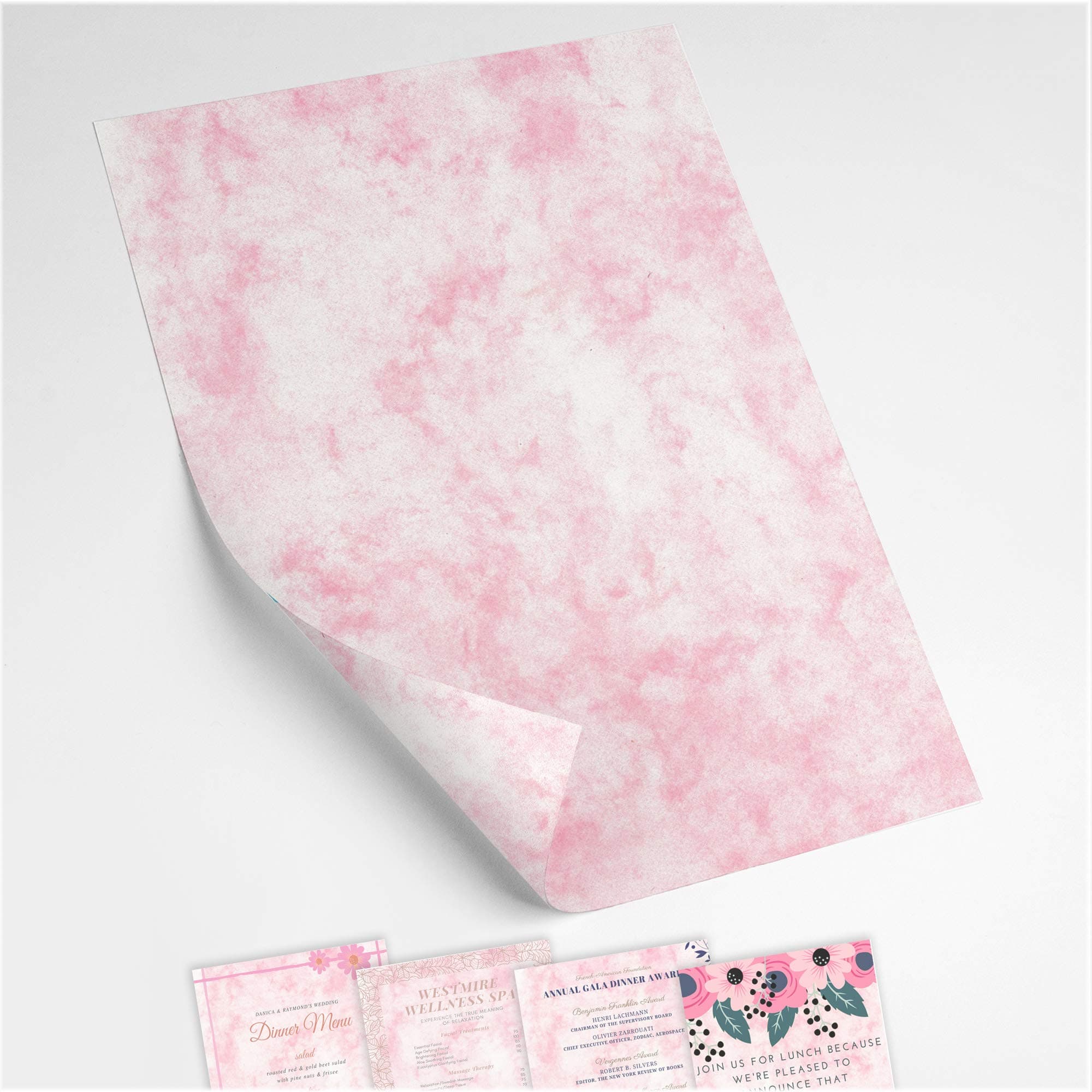Thick Marble Paper - Rose Pink - Double Sided A4 - 100 Sheets - 100 GSM - Attractive Design - Outstanding Quality