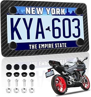 Motorcycle License Plate Frame Stainless Steel,Personalized Carbon Fiber License Plate Frame as Car Decor,Motorcycle License Plate Holder with License Plate Screws Motorcycle Accessories