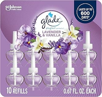 Glade PlugIns Refills Air Freshener, Scented and Essential Oils for Home and Bathroom, Lavender & Vanilla, 6.7 Fl Oz, 10 Count (Packaging May Vary)