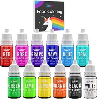 Vividye Food Coloring Set - 12 Vivid Colors Food Coloring Set for Baking, Cake Decorating, Cookie, Fondant and Macaron - Liquid Tasteless Food Color Dye for Handmade Crafts Making - .35 fl. oz. Each