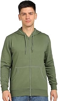 Alan Jones Clothing Men’s Solid Zipper Hooded Sweatshirt | Ribbed Hem, Lined Hood, Side Pockets, Durable Zip | Multiple Colors