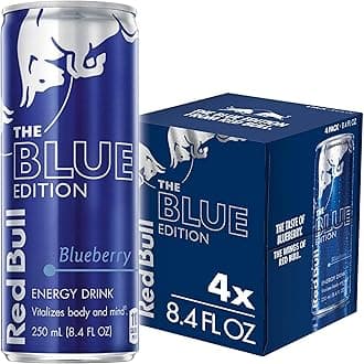 Red Bull Energy Drink, Blueberry, 4 Pack of 8.4 Fl Oz, Blue Edition
