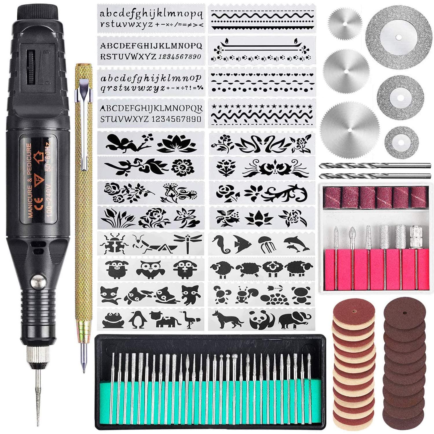 Black 108 Pcs Engraving Tool Kit