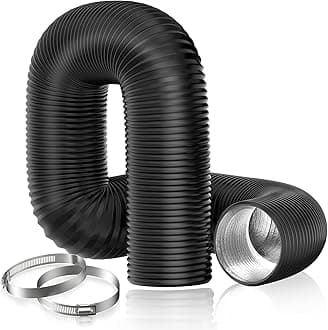 Hon&Guan 4" x 8FT Aluminum Foil Insulated Flexible Duct, Dryer Vent Hose for HVAC Ventilation and Duct Fan Systems, 2 Clamps Include.