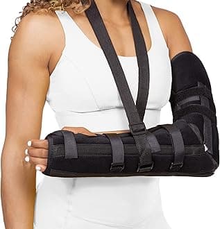 BraceAbility Posterior Long Arm Splint - Elbow Immobilizer Right or Left Forearm Brace with Sling for Fractures, Post-Surgery Recovery, Tendonitis, Bursitis, and Ulnar Nerve Entrapment Relief (S)