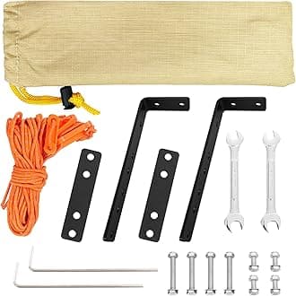 ALL-TOP Vehicle Awning Mounting Hardware, Stainless L-Shape Bracket Installation Kit for Awning DIY & Replacement, with Reflective Camping Ropes