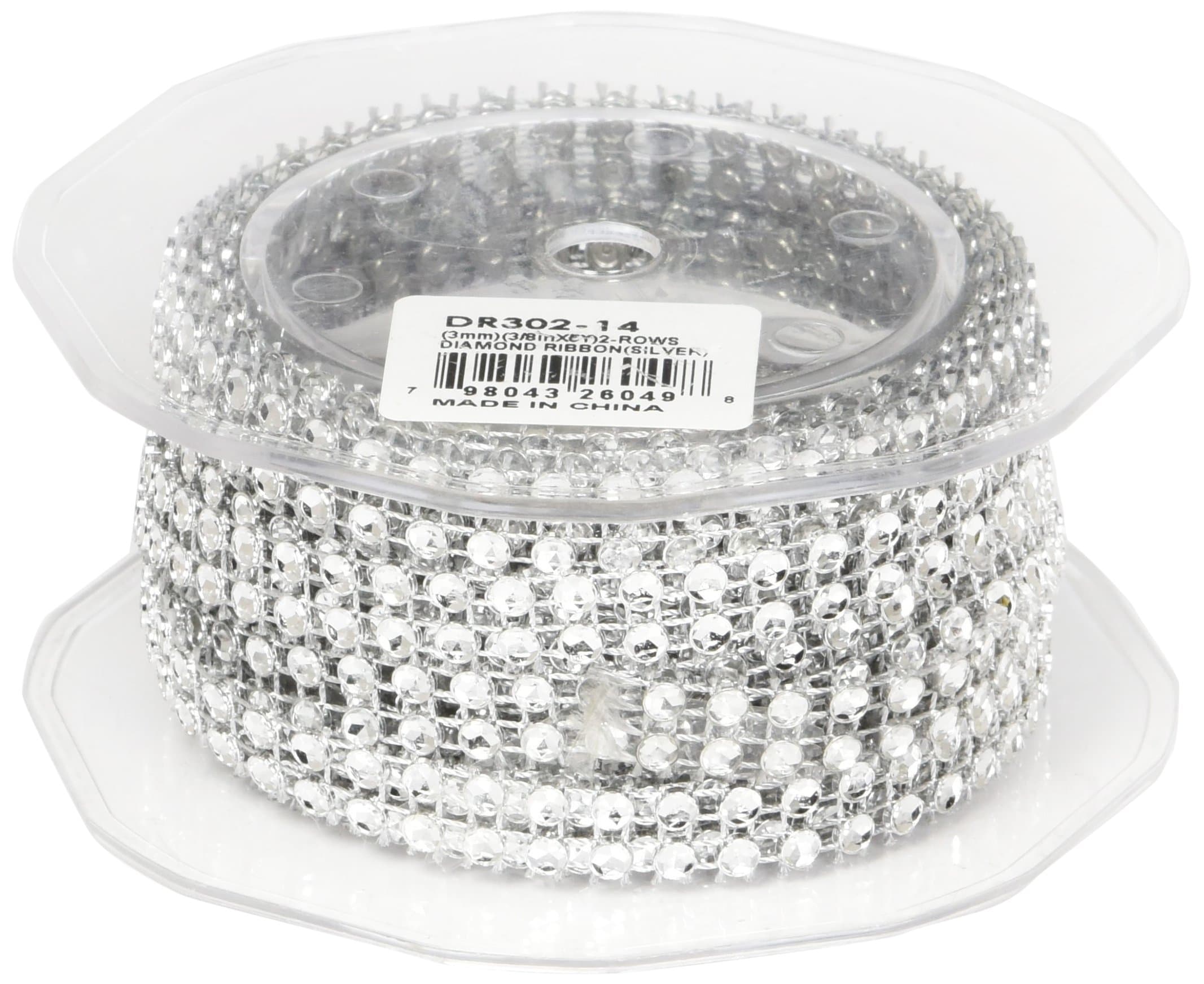 2 Lines Diamond Ribbon, 3mm, Silver