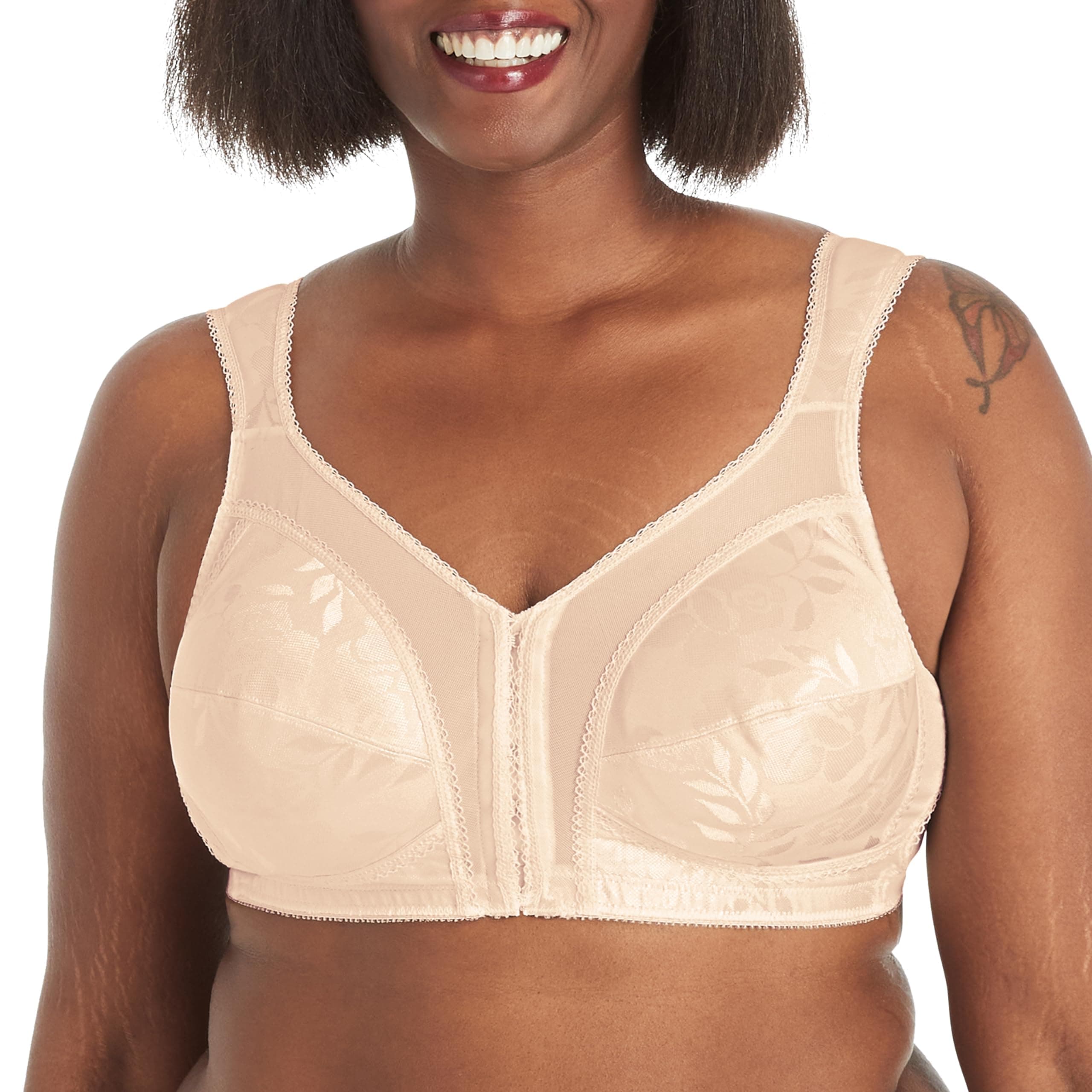 Playtex Women's Plus Size Front-Close Bra with Flex Back, Light Beige, 38DD
