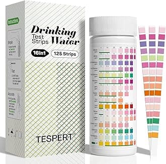 Drinking Water Test Strips 125ct 16 in 1 – 30s Quick Screening for Hardness, pH, Iron, Nitrite, Copper, Chlorine, Nitrite, Carbonate,Lead, Alkalinity...Well, Tap, Home, City Water Testing
