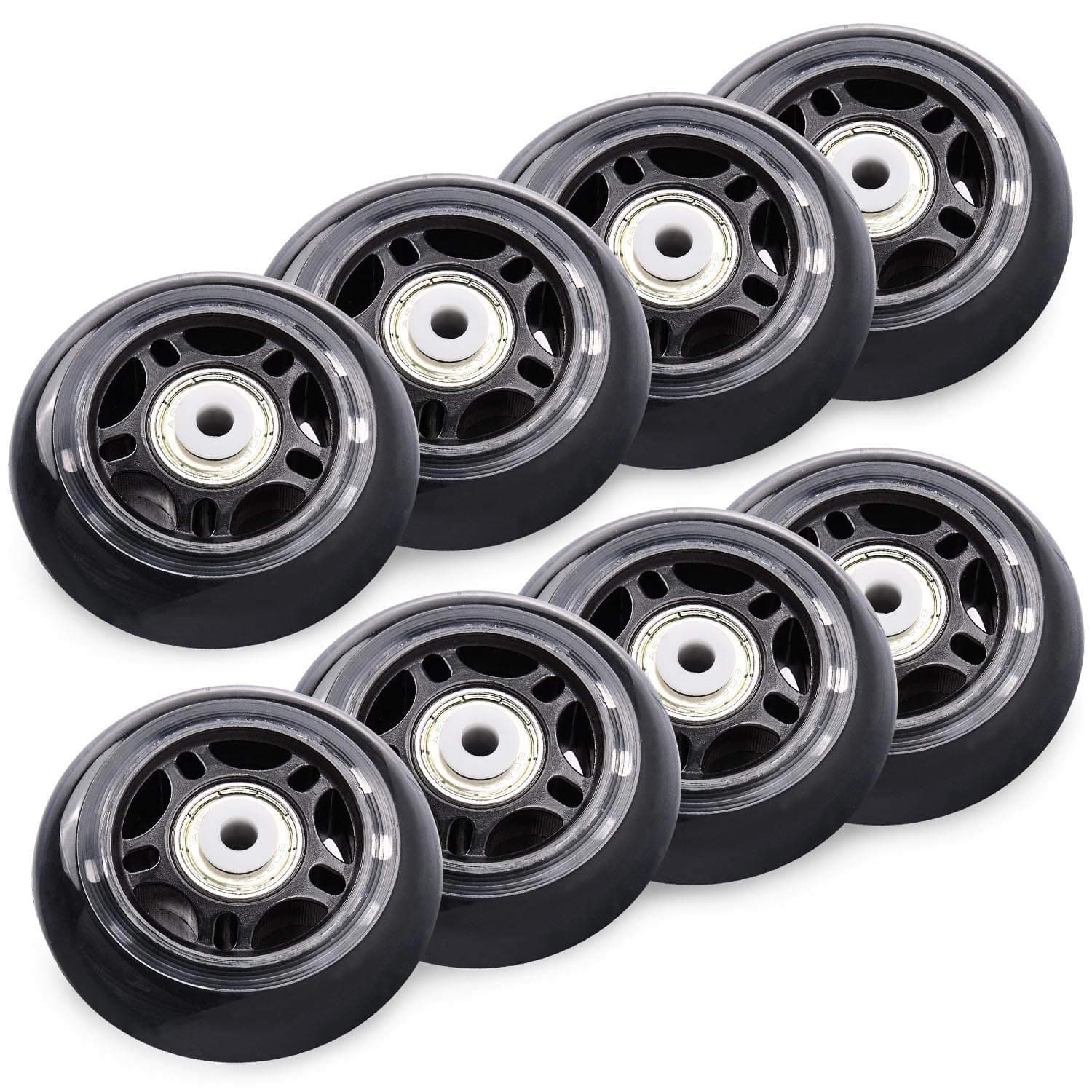 8 Pack 76mm 84A Inline Skate Wheels with ABEC-7 Bearings, Roller Skate Replacement Wheels for Girls & Boys Roller Blade Skating - Black