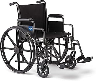 Medline Comfortable Folding Wheelchair with Swing-Back Desk-Length Arms and Swing-Away Footrests, 16”W x 16”D Seat