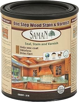 Interior One Step Wood Seal, Stain and Varnish – Oil Based Odorless Dye - Protection for Furniture and Fine Wood (Ebony SAM-318, 32 oz)