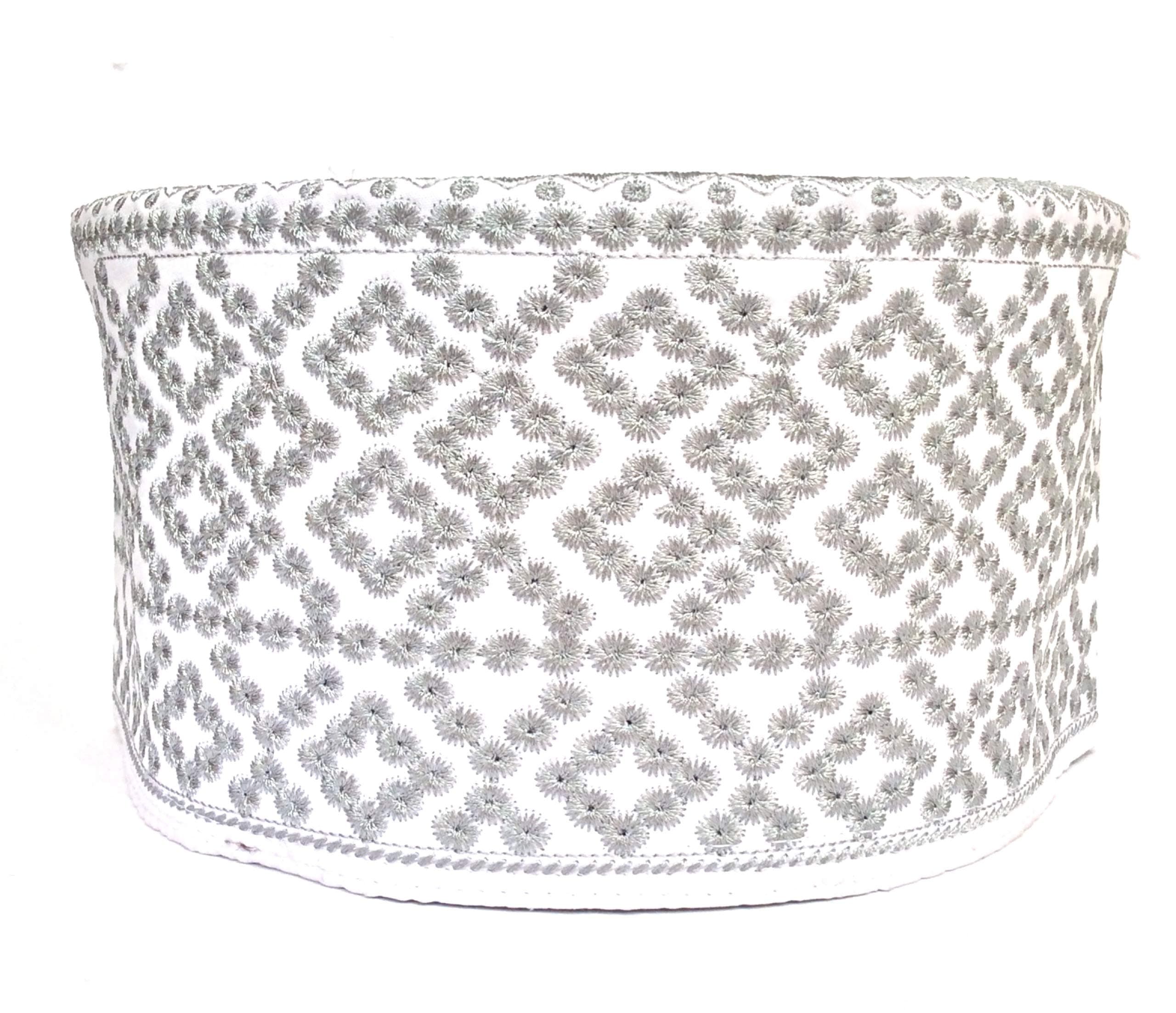 Kufi Men's Unisex Skull Cap Broad Strap Solid Hat with Hand Embroidery Kufi Caps Knitted Beanie Summer Headwear Long Hats