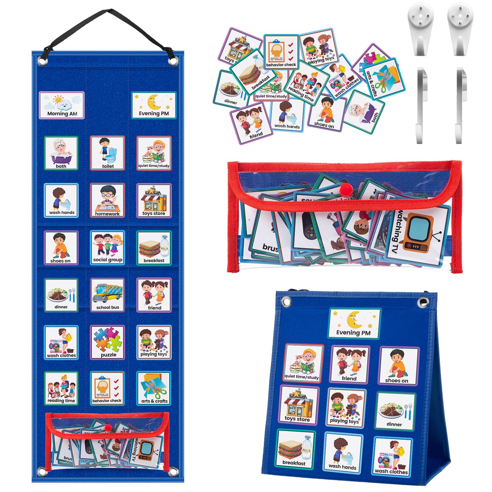 KIKIGOAL Visual Timetable Schedule Chart - Daily Routine & Chore Board with 70 PECS Cards, Autism ADHD Learning Tool for Home School, Now and Next Board Autism for Special Needs