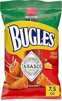 Bugles Tabasco Flavored Crispy Corn Snacks, Hot and Cheesy, 7.5 oz